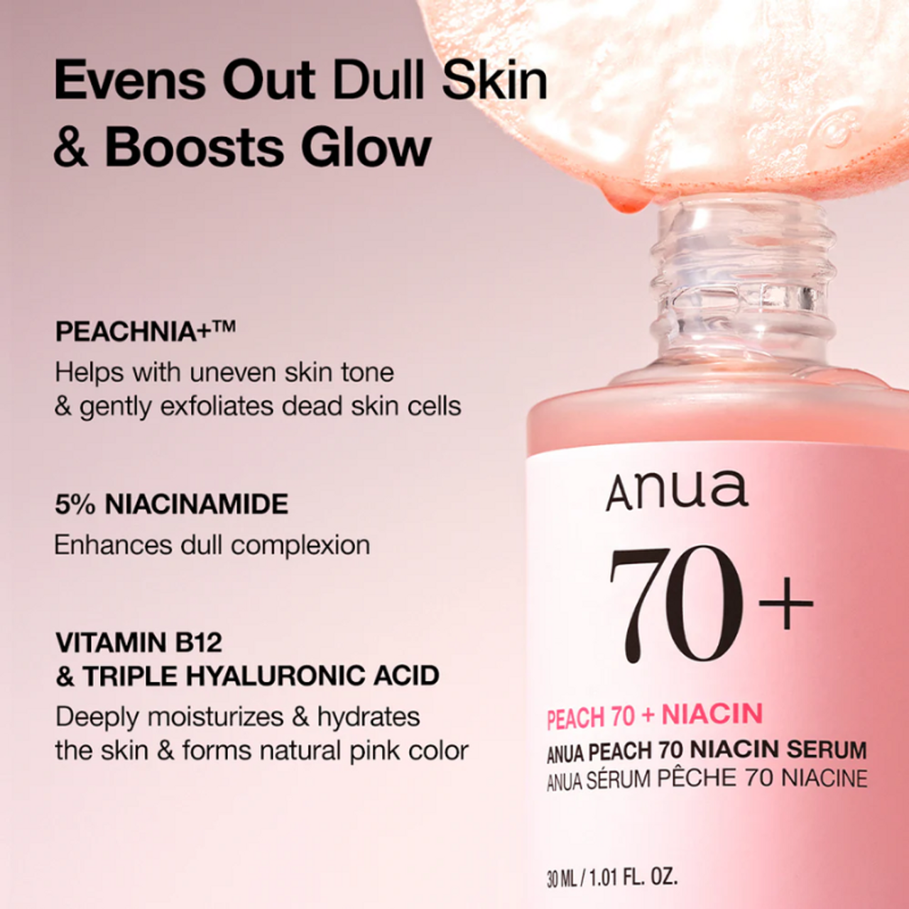 Anua – Peach 70% Niacinamide Serum 30ml – Image 2