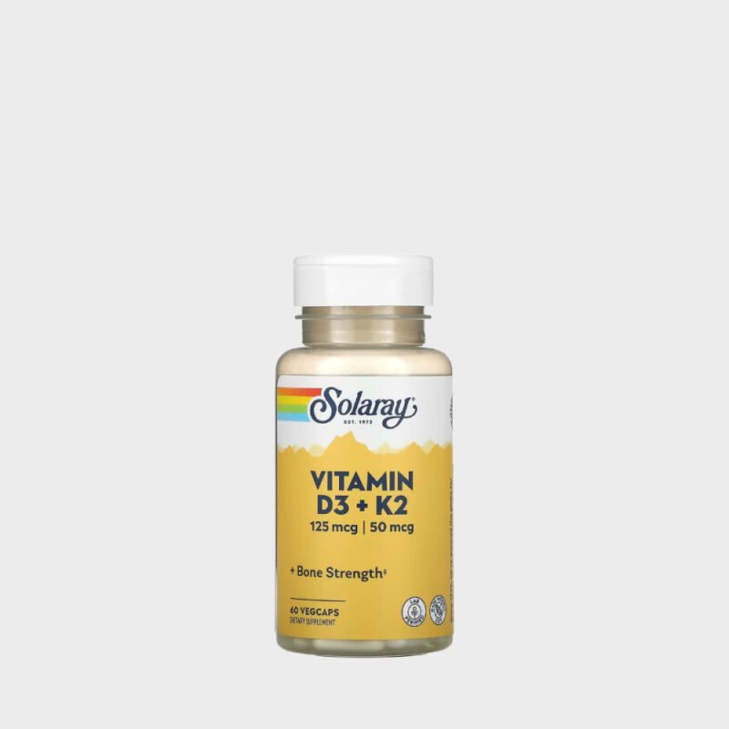 Solaray Vitamine D3 + K2 125mcg/50mcg 60 Veg Capsules