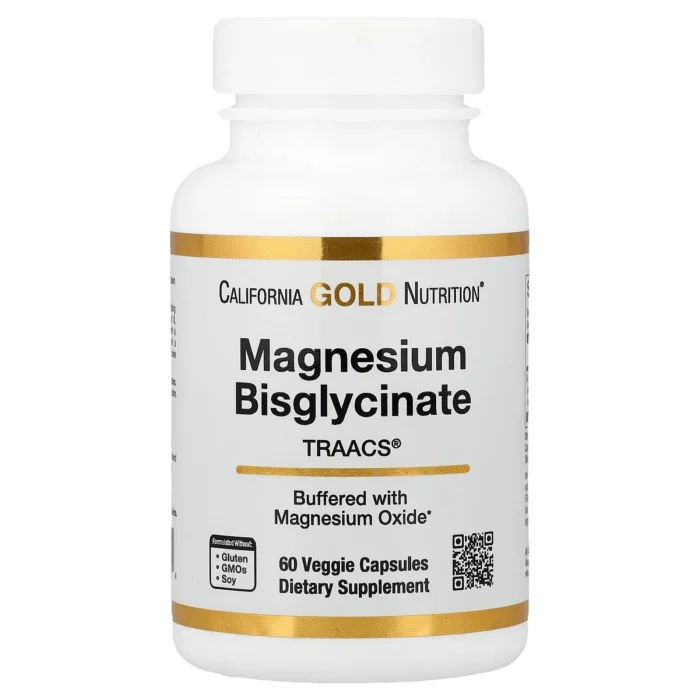 California Gold Nutrition Magnesium Bisglycinate 60 Veggie Capsules Formulated with TRAACS®