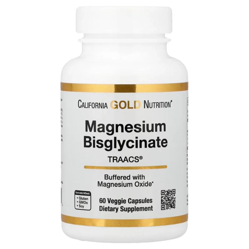 California Gold Nutrition Magnesium Bisglycinate 60 Veggie Capsules Formulated with TRAACS®