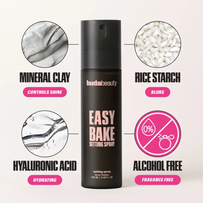 HUDA BEAUTY Easy Bake Setting Spray – Spray fixateur maquillage tenue 16h 100ML – Image 3