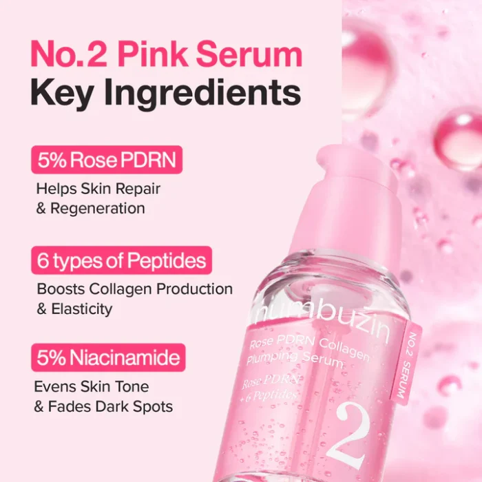 Numbuzin No.2 Rose PDRN Collagen Plumping Serum 30ml – Image 4