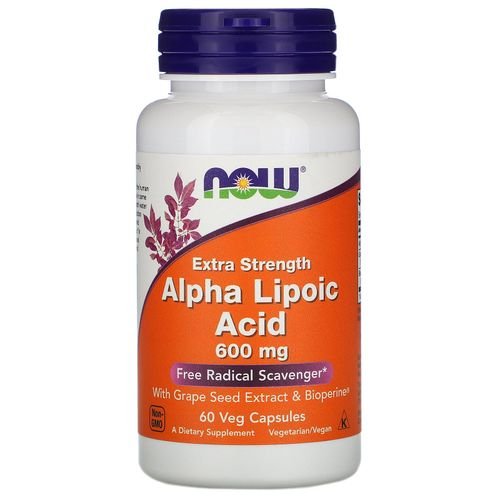 Now Foods Alpha Lipoic Acid, Extra Strength 600 mg 60 Veg Capsules
