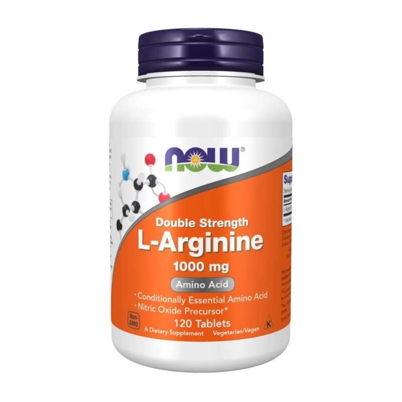 NOW Foods Supplements L-Arginine 1,000 mg Nitric Oxide Precursor Amino Acid 120 Tablets
