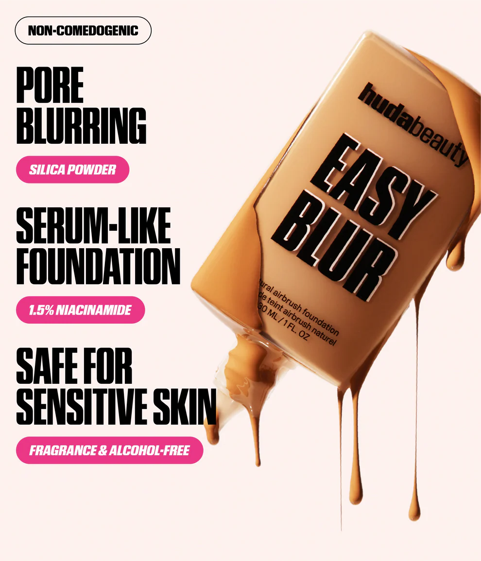 HUDA BEAUTY Easy Blur Natural Airbrush Foundation 30ml – GOLDEN MILK 307N – Image 4